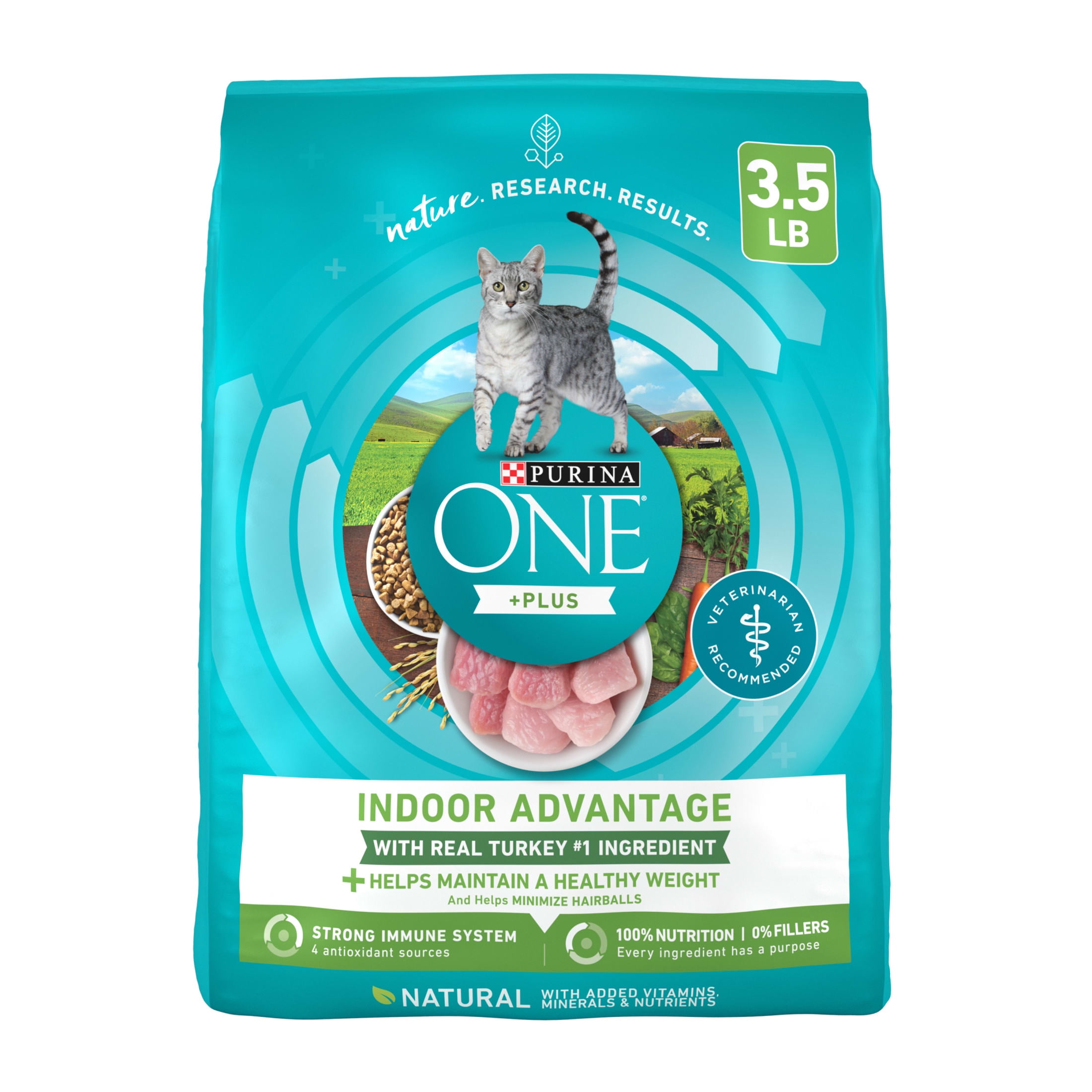 Purina ONE +Plus Indoor Advantage with Real Turkey Weight-Control & Hairball Adult Dry Cat Food, 3.5-lb bag